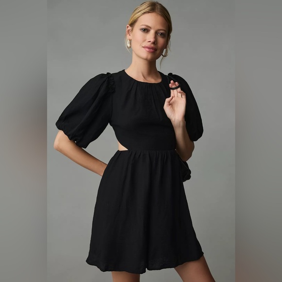 Anthropologie Open Back Puff Sleeve Mini Dress - Picture 4 of 11